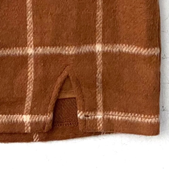 Fashion on Earth Camel Tan Plaid Soft Flannel Mini Skirt w/ Side Slit Small - Picture 2 of 4